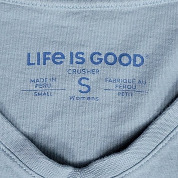 Blue Grey Snowy Adirondack Chair Cardinal Long Sleeve Crusher V-Neck Tee - S - Picture 7 of 7